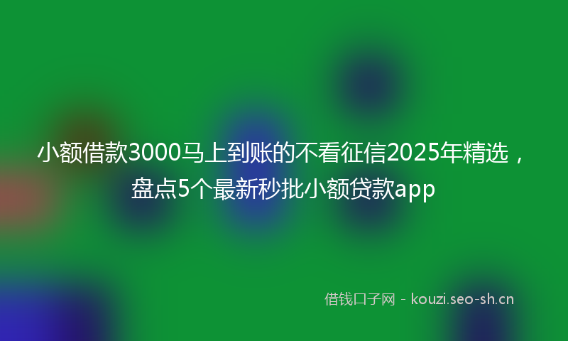 小额借款3000马上到账的不看征信2025年精选，盘点5个最新秒批小额贷款app