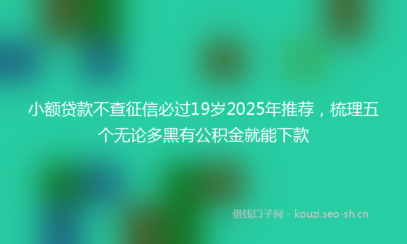 小额贷款不查征信必过19岁2025年推荐，梳理五个无论多黑有公积金就能下款