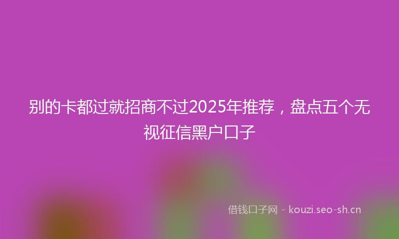 别的卡都过就招商不过2025年推荐，盘点五个无视征信黑户口子