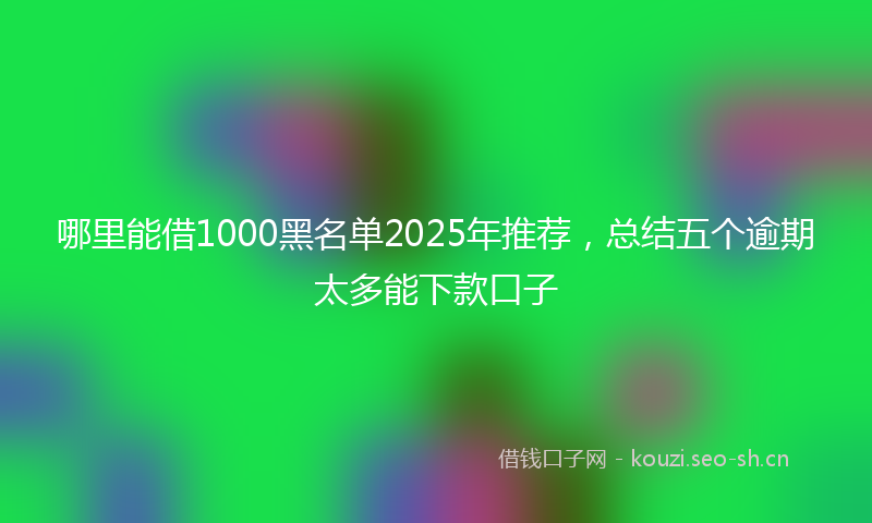 哪里能借1000黑名单2025年推荐，总结五个逾期太多能下款口子