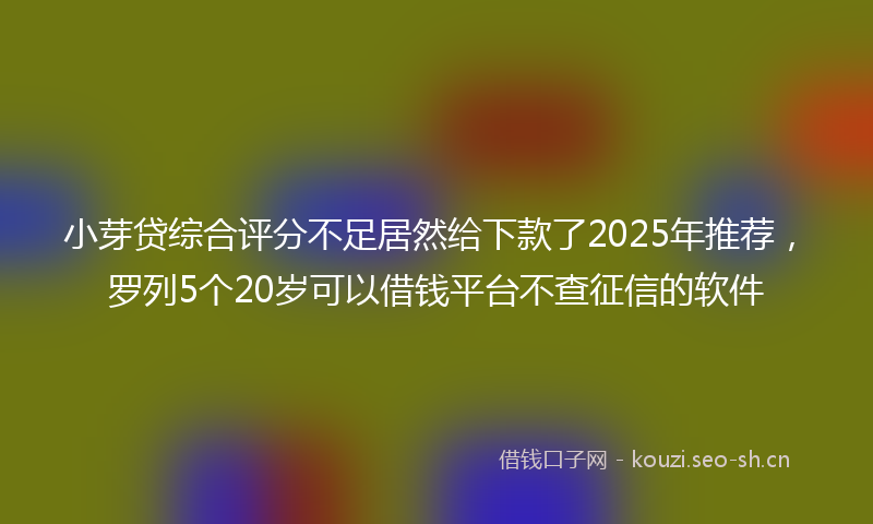 小芽贷综合评分不足居然给下款了2025年推荐，罗列5个20岁可以借钱平台不查征信的软件