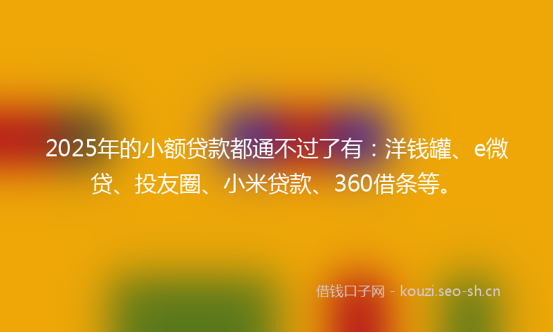 2025年的小额贷款都通不过了有：洋钱罐、e微贷、投友圈、小米贷款、360借条等。