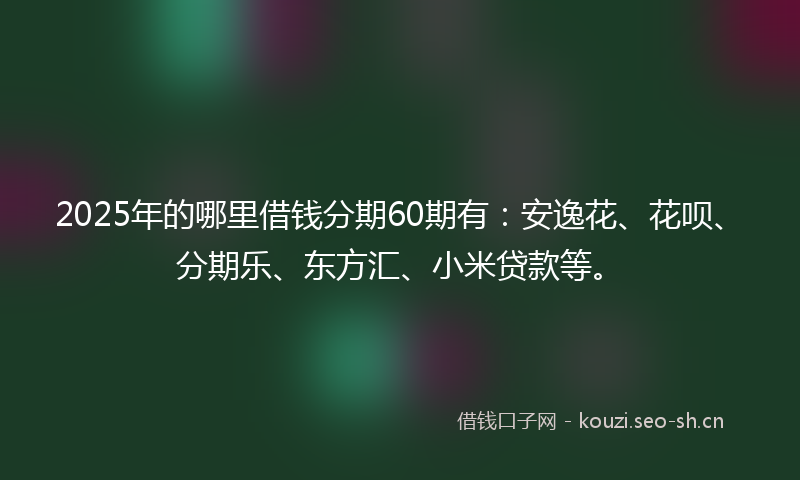 2025年的哪里借钱分期60期有：安逸花、花呗、分期乐、东方汇、小米贷款等。