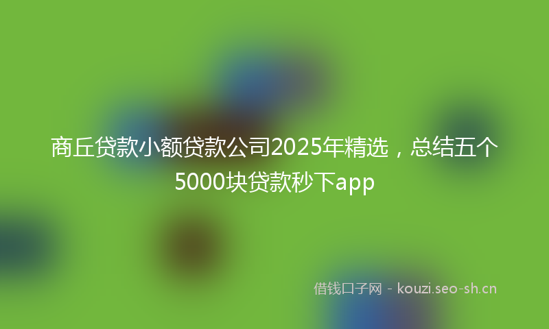 商丘贷款小额贷款公司2025年精选，总结五个5000块贷款秒下app