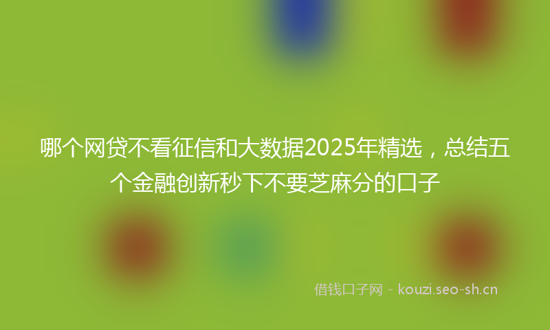 哪个网贷不看征信和大数据2025年精选，总结五个金融创新秒下不要芝麻分的口子