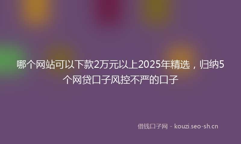 哪个网站可以下款2万元以上2025年精选，归纳5个网贷口子风控不严的口子