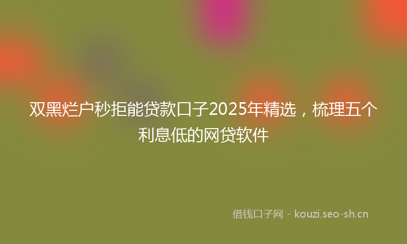 双黑烂户秒拒能贷款口子2025年精选，梳理五个利息低的网贷软件