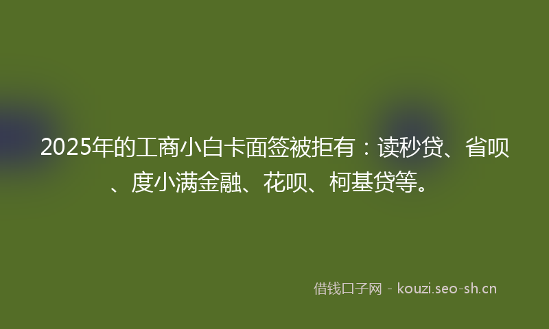 2025年的工商小白卡面签被拒有：读秒贷、省呗、度小满金融、花呗、柯基贷等。