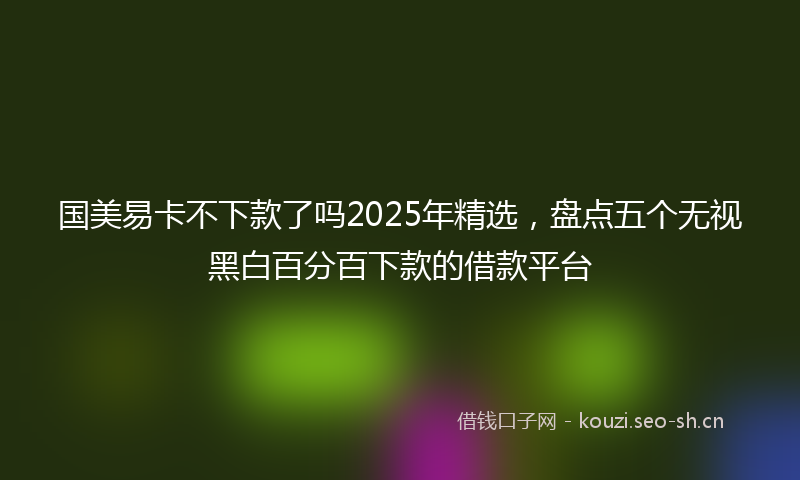 国美易卡不下款了吗2025年精选，盘点五个无视黑白百分百下款的借款平台