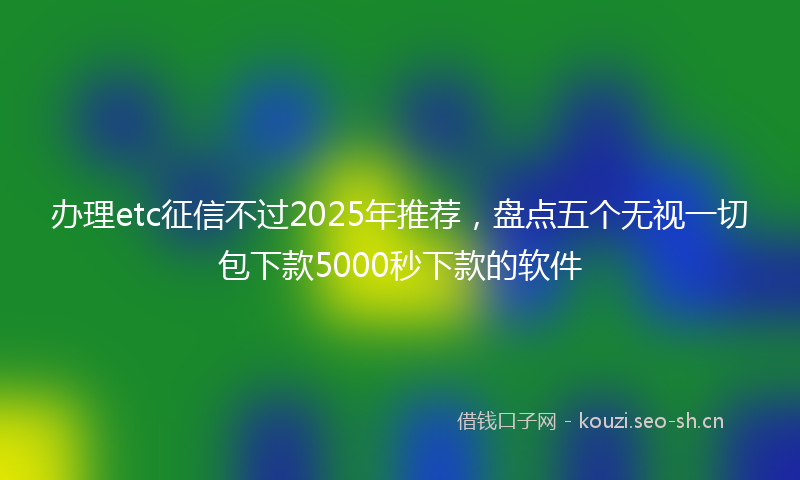 办理etc征信不过2025年推荐，盘点五个无视一切包下款5000秒下款的软件