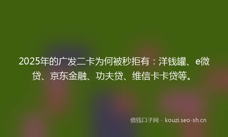 2025年的广发二卡为何被秒拒有：洋钱罐、e微贷、京东金融、功夫贷、维信卡卡贷等。