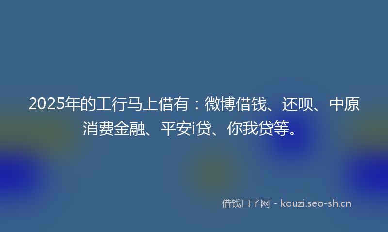 2025年的工行马上借有：微博借钱、还呗、中原消费金融、平安i贷、你我贷等。