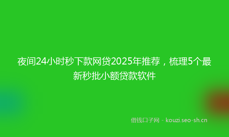 夜间24小时秒下款网贷2025年推荐，梳理5个最新秒批小额贷款软件