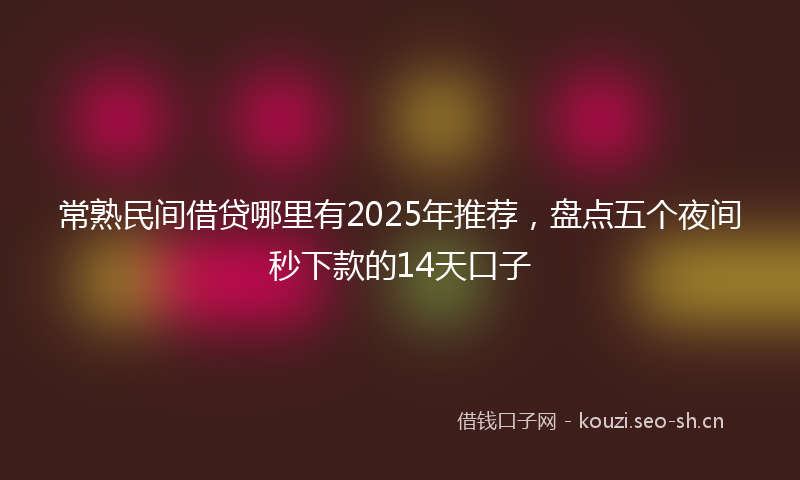 常熟民间借贷哪里有2025年推荐，盘点五个夜间秒下款的14天口子