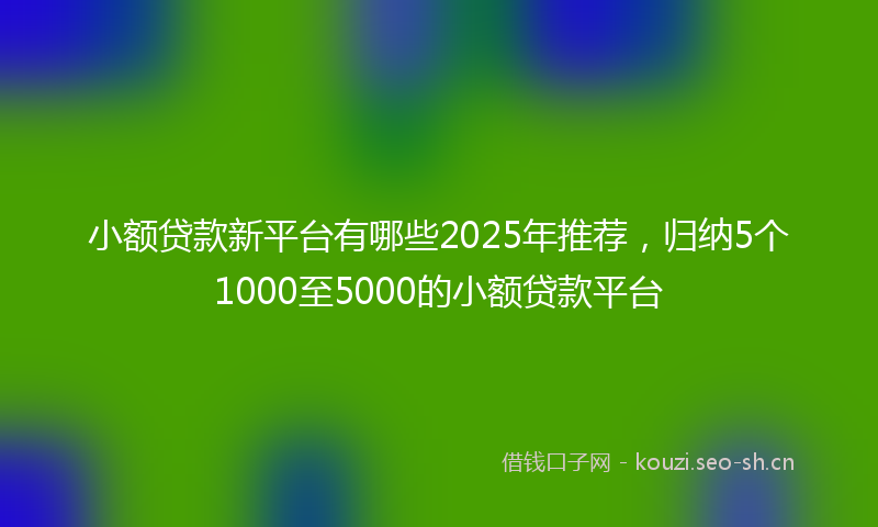 小额贷款新平台有哪些2025年推荐，归纳5个1000至5000的小额贷款平台