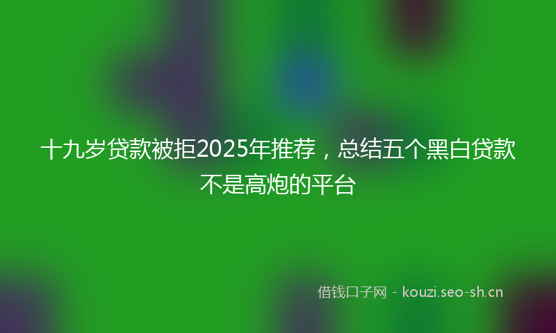 十九岁贷款被拒2025年推荐,总结五个黑白贷款不是高炮的平台