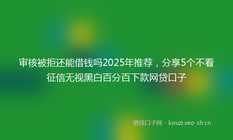审核被拒还能借钱吗2025年推荐，分享5个不看征信无视黑白百分百下款网贷口子