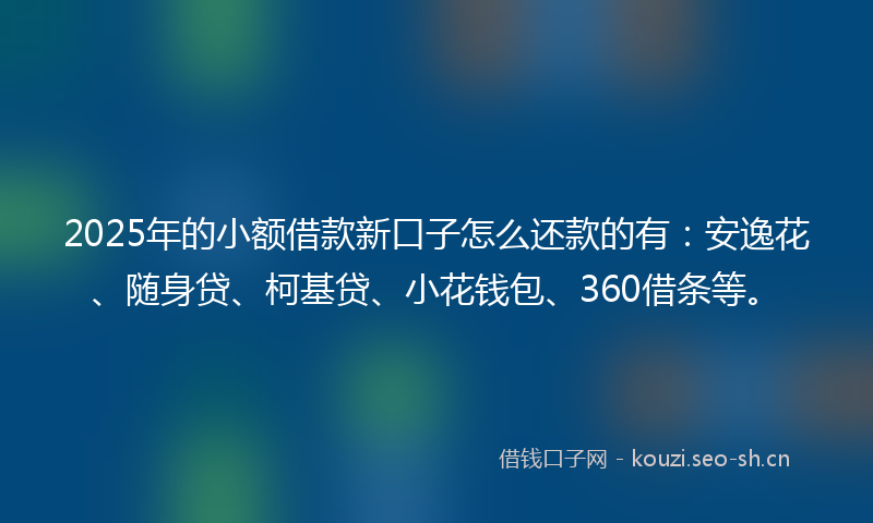 2025年的小额借款新口子怎么还款的有：安逸花、随身贷、柯基贷、小花钱包、360借条等。