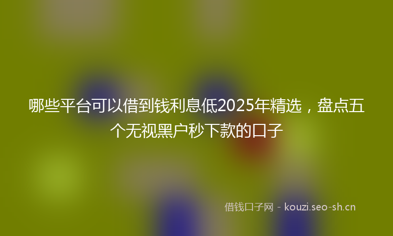 哪些平台可以借到钱利息低2025年精选，盘点五个无视黑户秒下款的口子