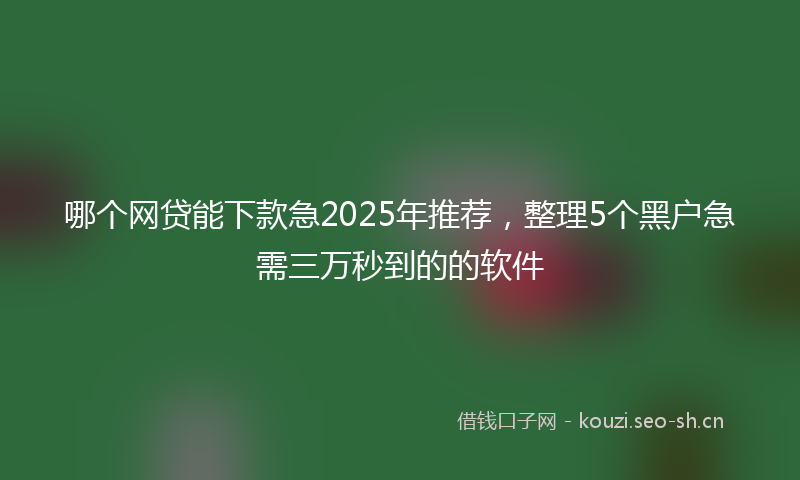 哪个网贷能下款急2025年推荐，整理5个黑户急需三万秒到的的软件