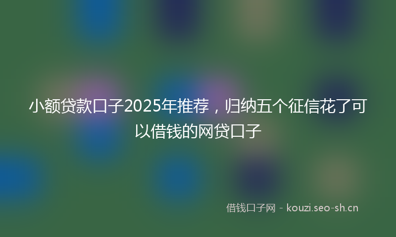 小额贷款口子2025年推荐，归纳五个征信花了可以借钱的网贷口子