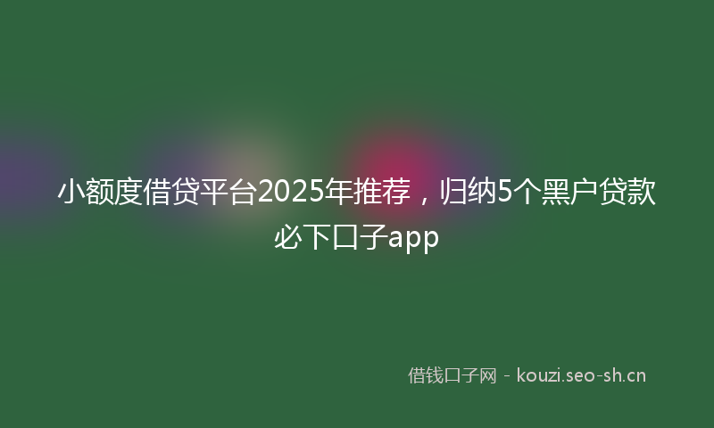 小额度借贷平台2025年推荐，归纳5个黑户贷款必下口子app