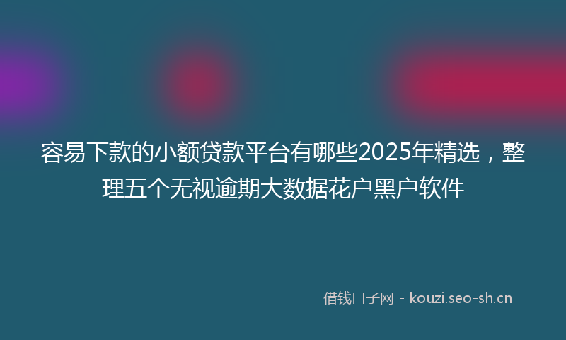 容易下款的小额贷款平台有哪些2025年精选，整理五个无视逾期大数据花户黑户软件