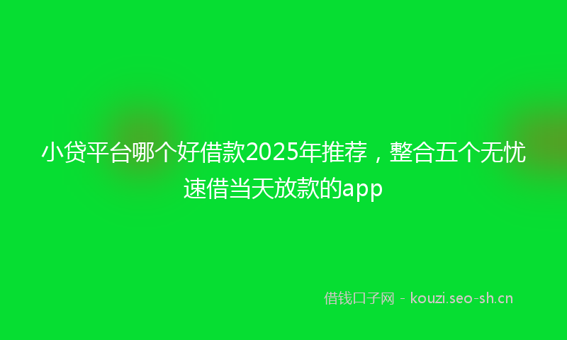 小贷平台哪个好借款2025年推荐，整合五个无忧速借当天放款的app