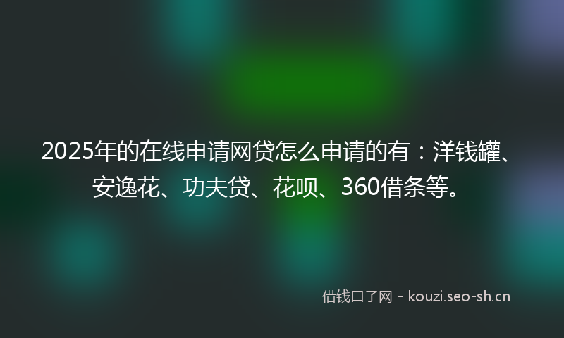 2025年的在线申请网贷怎么申请的有：洋钱罐、安逸花、功夫贷、花呗、360借条等。