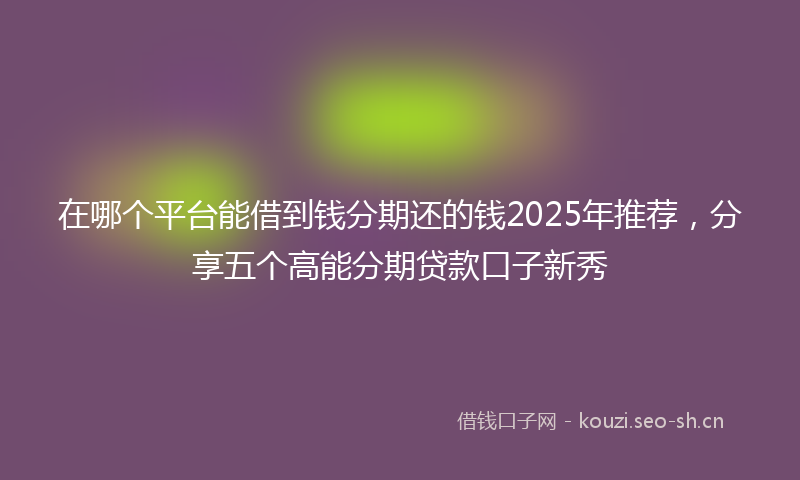 在哪个平台能借到钱分期还的钱2025年推荐，分享五个高能分期贷款口子新秀