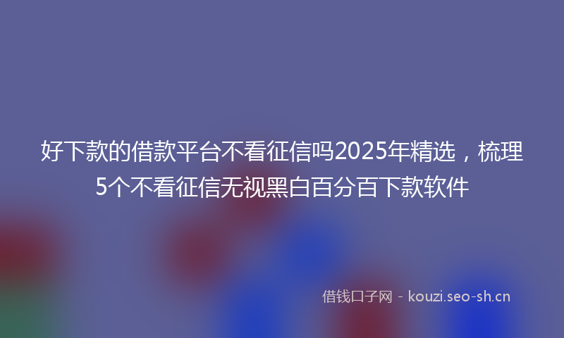 好下款的借款平台不看征信吗2025年精选，梳理5个不看征信无视黑白百分百下款软件