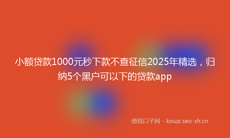 小额贷款1000元秒下款不查征信2025年精选，归纳5个黑户可以下的贷款app