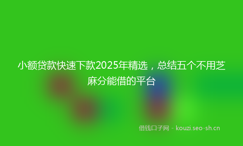 小额贷款快速下款2025年精选，总结五个不用芝麻分能借的平台