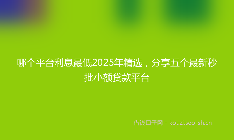 哪个平台利息最低2025年精选，分享五个最新秒批小额贷款平台