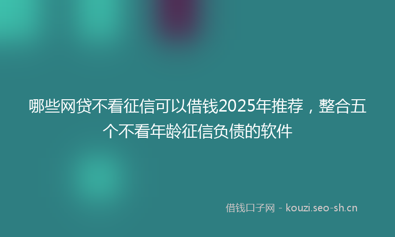 哪些网贷不看征信可以借钱2025年推荐，整合五个不看年龄征信负债的软件