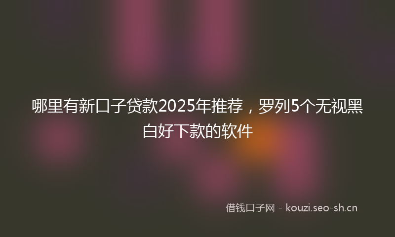哪里有新口子贷款2025年推荐，罗列5个无视黑白好下款的软件