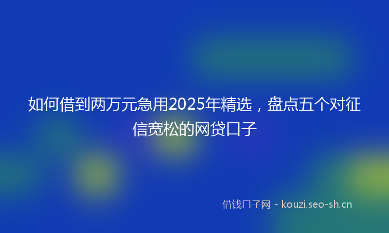 如何借到两万元急用2025年精选，盘点五个对征信宽松的网贷口子