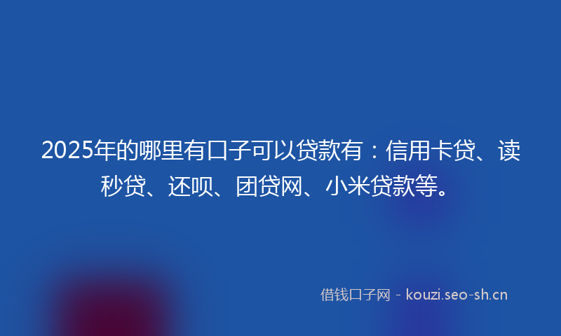 2025年的哪里有口子可以贷款有:信用卡贷、读秒贷、还呗、团贷网、小米贷款等。