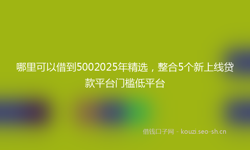 哪里可以借到5002025年精选,整合5个新上线贷款平台门槛低平台