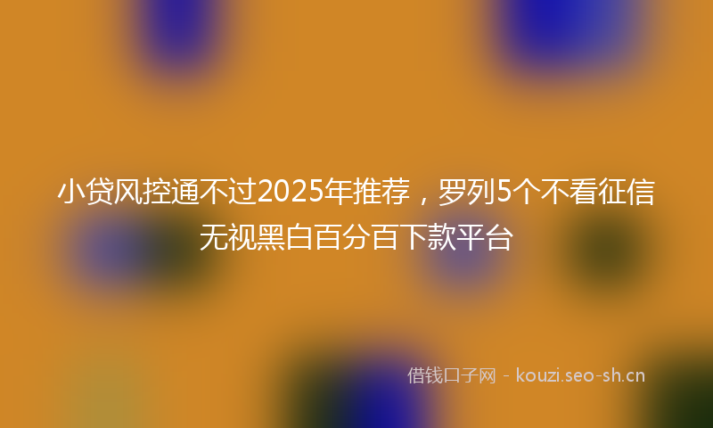小贷风控通不过2025年推荐,罗列5个不看征信无视黑白百分百下款平台