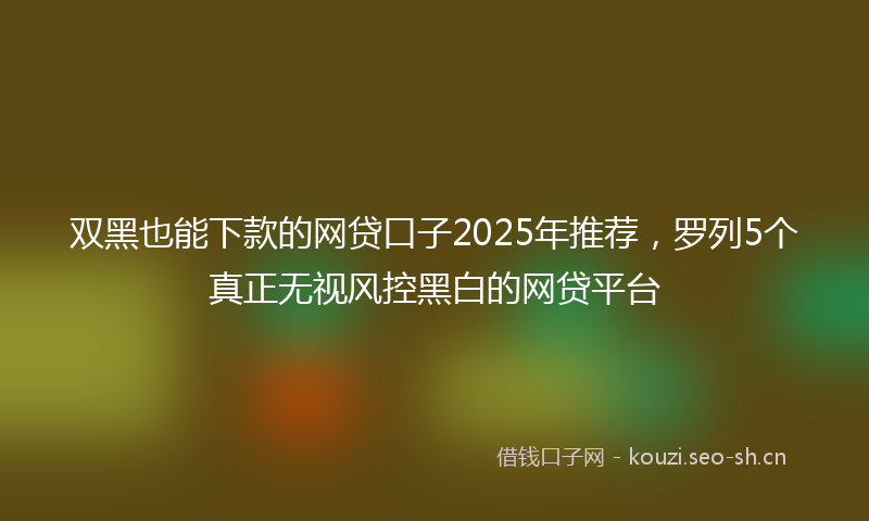双黑也能下款的网贷口子2025年推荐，罗列5个真正无视风控黑白的网贷平台
