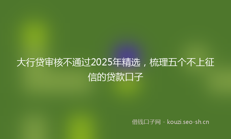 大行贷审核不通过2025年精选，梳理五个不上征信的贷款口子