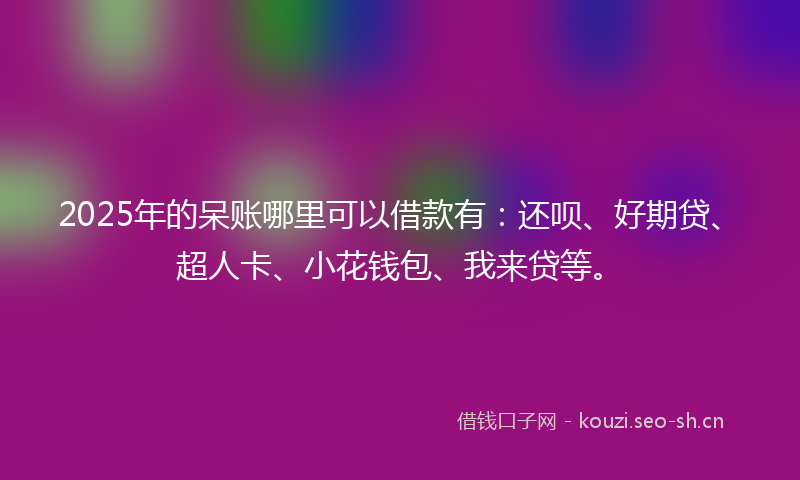2025年的呆账哪里可以借款有：还呗、好期贷、超人卡、小花钱包、我来贷等。