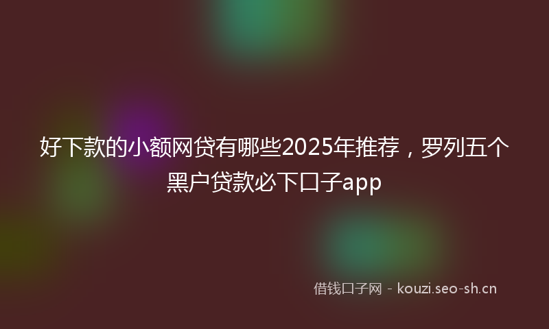好下款的小额网贷有哪些2025年推荐，罗列五个黑户贷款必下口子app