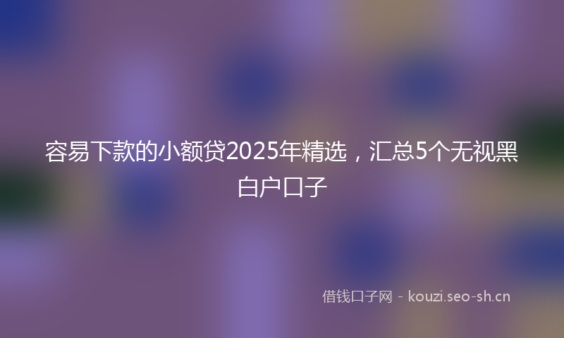 容易下款的小额贷2025年精选，汇总5个无视黑白户口子