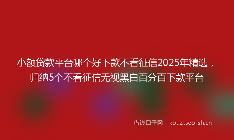 小额贷款平台哪个好下款不看征信2025年精选，归纳5个不看征信无视黑白百分百下款平台