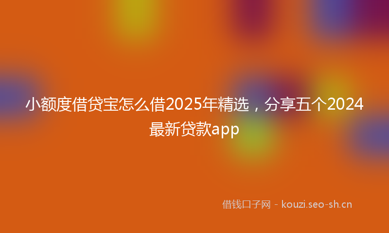 小额度借贷宝怎么借2025年精选，分享五个2024最新贷款app