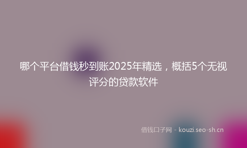 哪个平台借钱秒到账2025年精选，概括5个无视评分的贷款软件