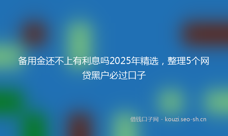 备用金还不上有利息吗2025年精选，整理5个网贷黑户必过口子
