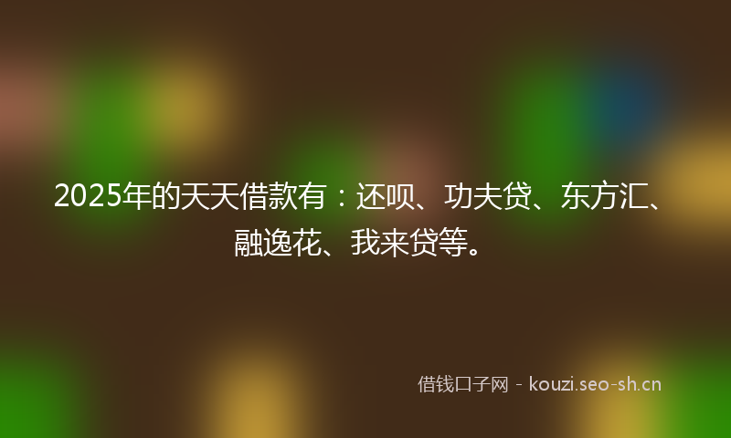 2025年的天天借款有：还呗、功夫贷、东方汇、融逸花、我来贷等。